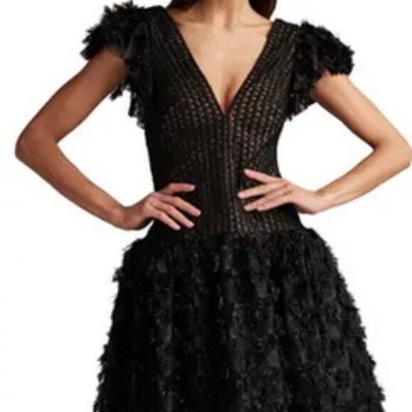 Tadashi Shoji Dresses & Skirts - Sho by Tadashi Shoji Black Nude Metallic Fringe Cocktail Dress